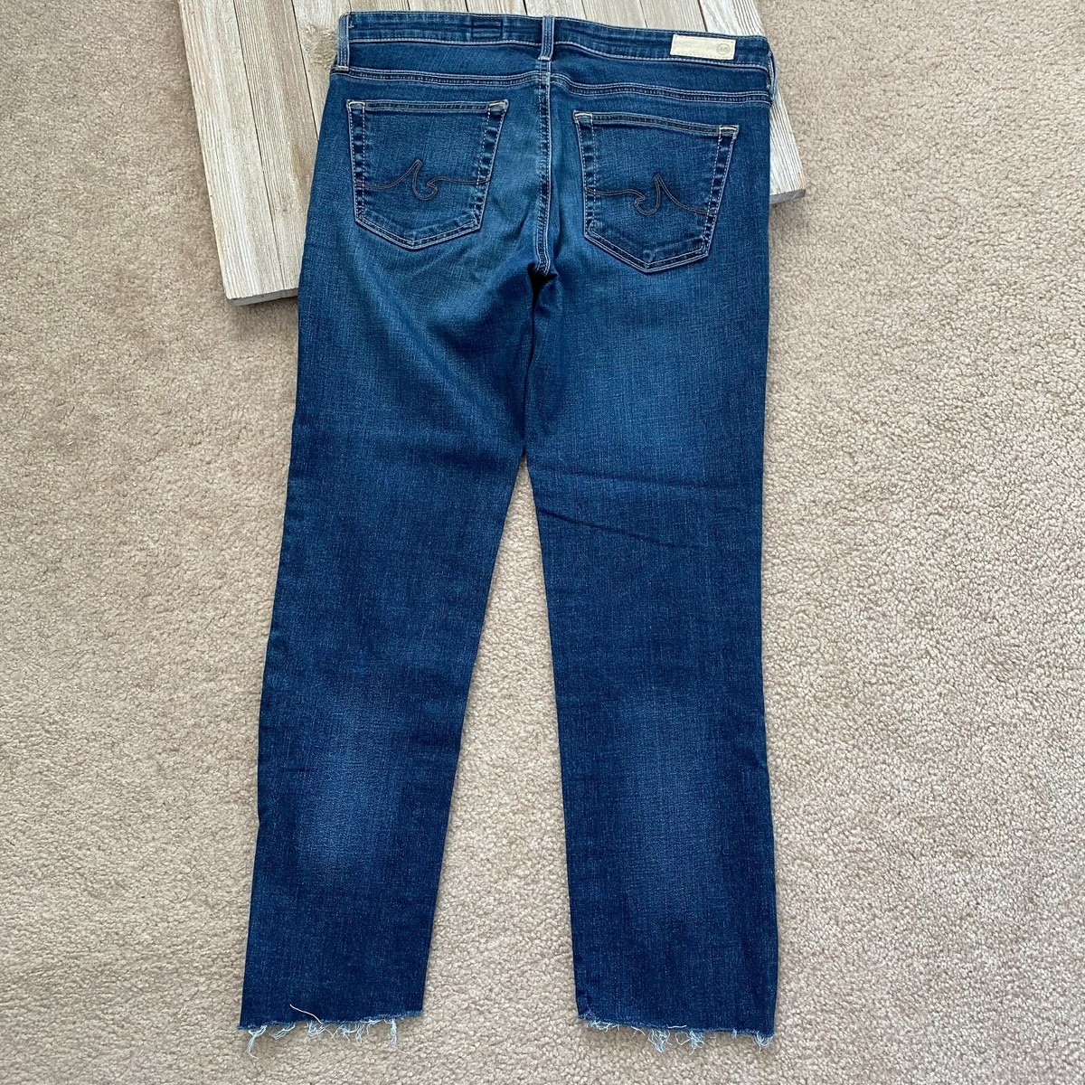 AG 26R The Stilt Cigarette Leg In Rio Crop Fringe Hem Jeans