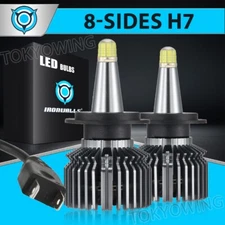8-sides H7 LED Headlight 2 Bulbs Super Bright High/Low Beam 2500000LM 6500K 360°