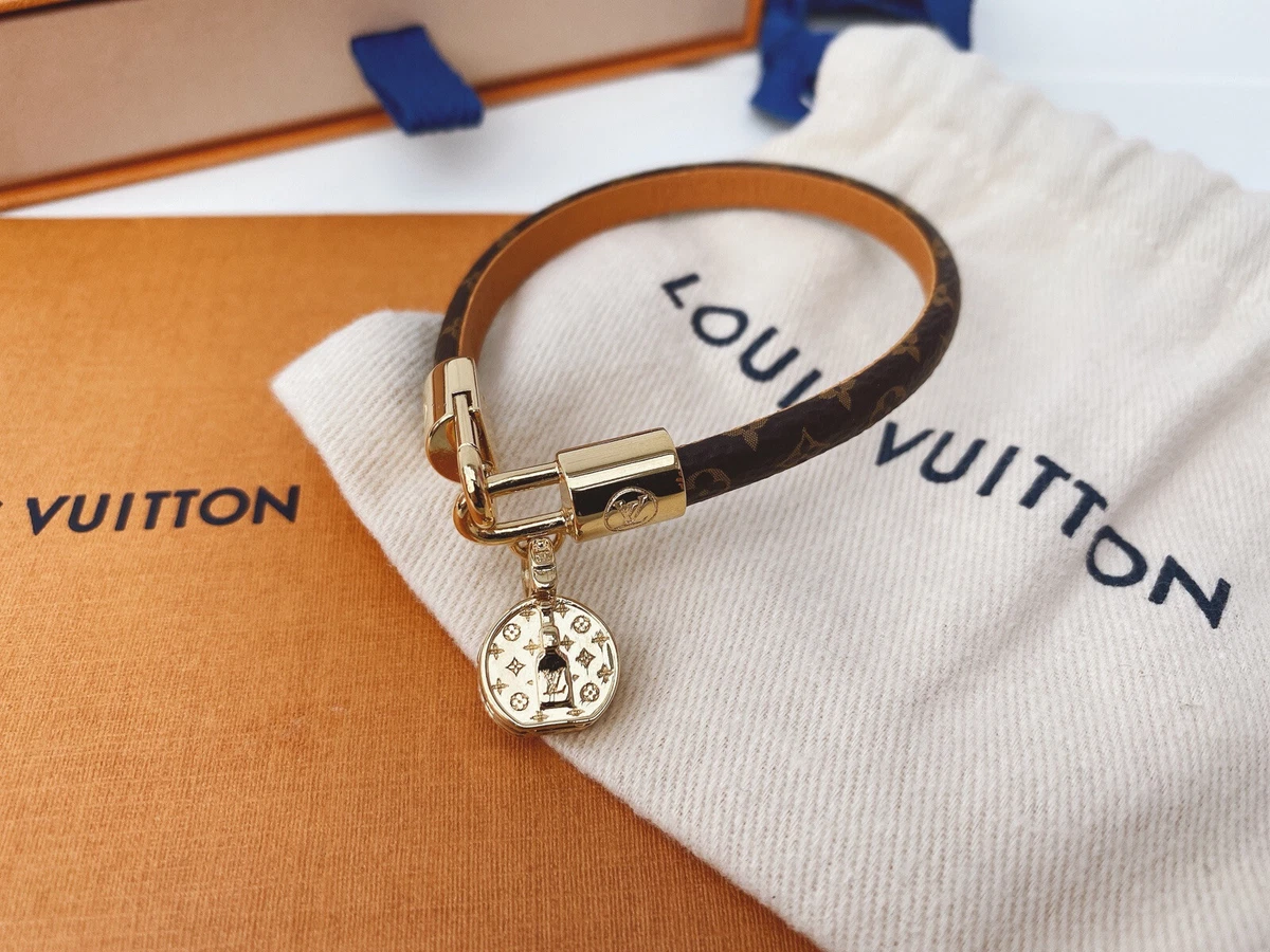 LV Padlock Bracelet - Luxury Monogram Eclipse Canvas Silver