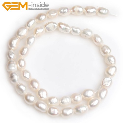 Freshwater Pearl Gemstone Rice Loose Beads For Jewelry Making 15" 5-6x6-8mm - Picture 45 of 196