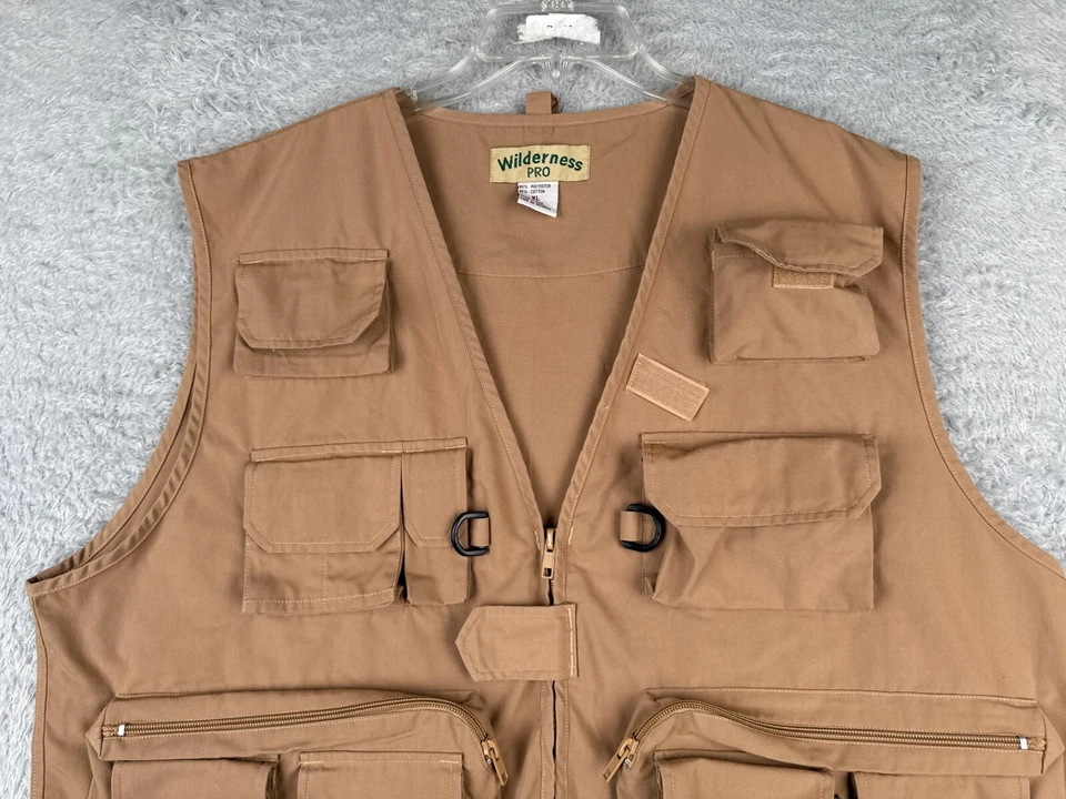 Wilderness Pro Vest Men Extra Large Beige Khaki Fly Fishing Hunting Outdoor Poly - Image 4 of 4