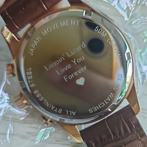 CLAS 41mm Dual Time dress watch Red- Engraved Personalised! Groomsman Xmas - Picture 12 of 20