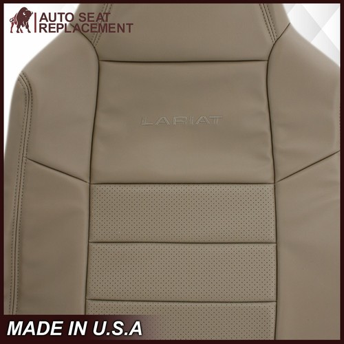 For 2002 Ford F250 F350 Lariat Perforated Leather Replacement seat cover In Tan - Picture 2 of 23