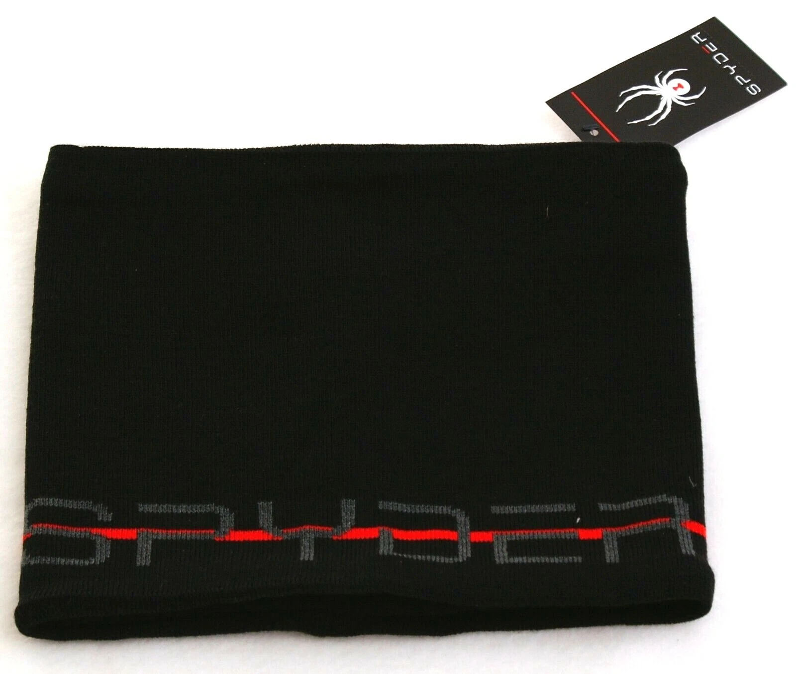 Spyder Black & Red Knit & Fleece Neck Gaiter Men's One Size NWT