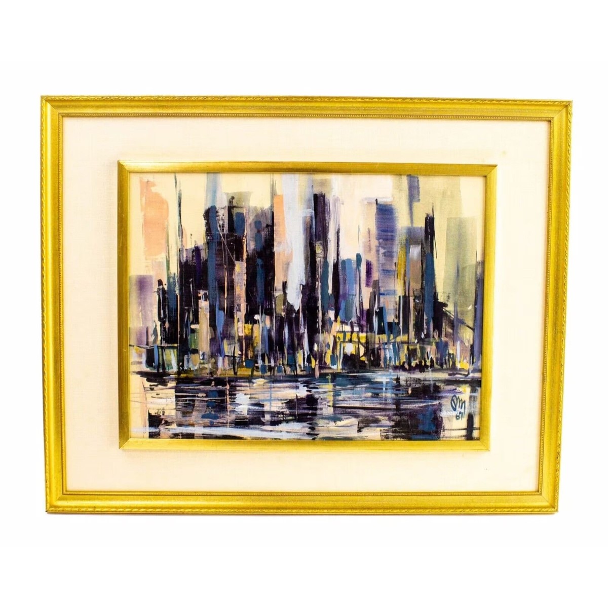 Paul N. Massing (1929-2018) Abstract Modernism Cityscape Oil