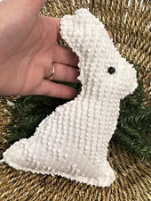 Handmade Primitive Vintage 7” Chenille Hobnail Bunny Rabbit Easter Bowl Filler