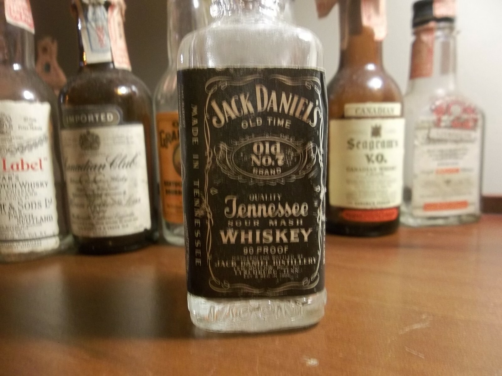 Seven Vintage 1960s Era Miniature Liquor Bottles Old Grand Dad Seagrams