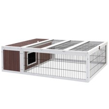 i.Pet Rabbit Hutch 124cm x 90cm x 35cm Chicken Coop Large Outdoor Wooden Run ...