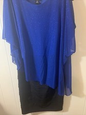 Enfocus Studio Knee-Length Dress and Sequined Poncho Set Blue/Black Size 10
