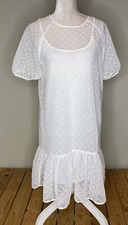 vila NWT women’s cloud dancer dress Size 38 white Sheet Polka Dot M1