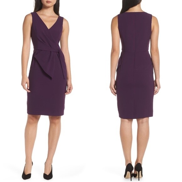 eliza j side bow cocktail dress Eliza J Bodycon Ruched Side Ruffle Bow Accent Sleeveless Dress Jade 12