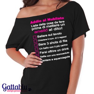 T Shirt Donna Con Spalla Scoperta Addio Al Nubilato Lista Delle Cose Da Fare Ebay