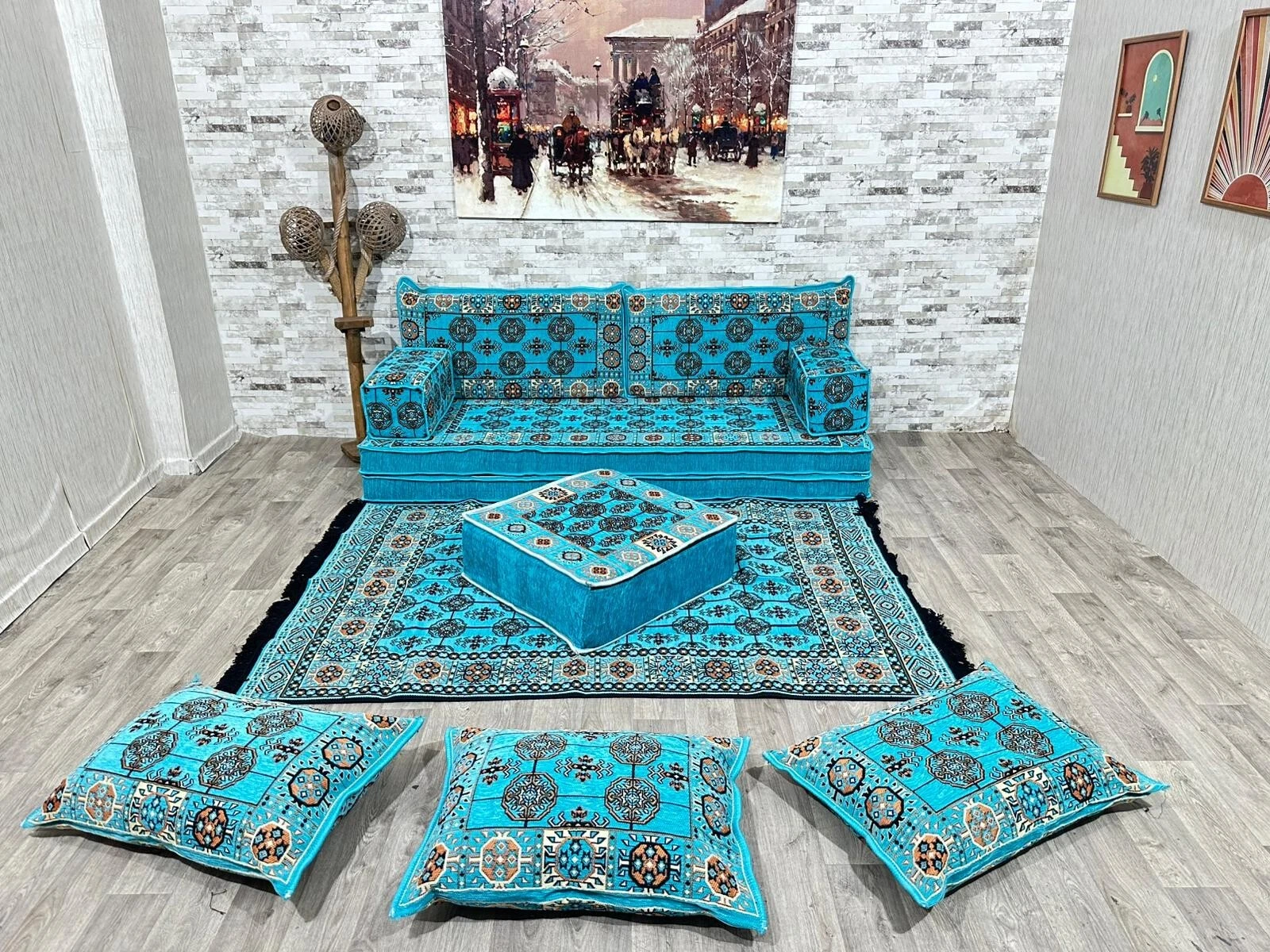 Arabic sofa set, Oriental seating area, seat cushion, floor sofa, Sark Kösesi