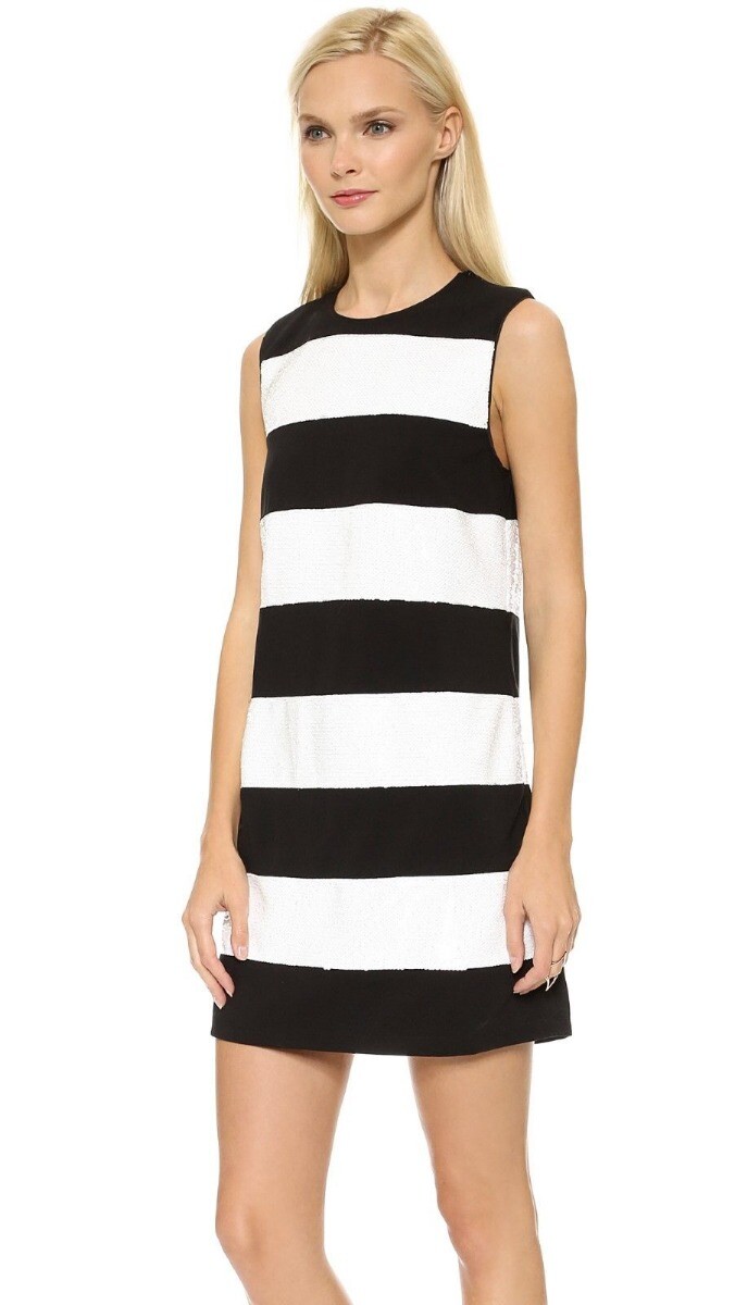 rachel zoe black and white dress Rachel Zoe Women's S Black & White Short Sleeve Knit Shift Dress