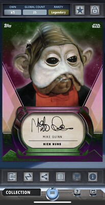 Topps Digital Star Wars Card Trader Signature Nien Nunb LEGENDARY 25cc!!!
