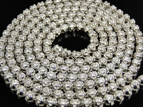 Mens Prong Set 1 Row Genuine Diamond Chain Necklace in 14k White Gold - Picture 5 of 9