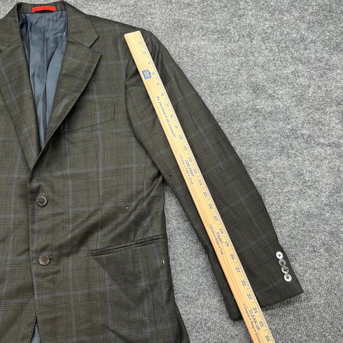 ISAIA Blazer Mens 38 8R Glen Plaid Wool Check Sport Coat Jacket Green *FLAWS* - Picture 14 of 23