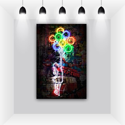 Banksy Flying Balloon Girl Framed Art Print, Graffiti To Art For Living room