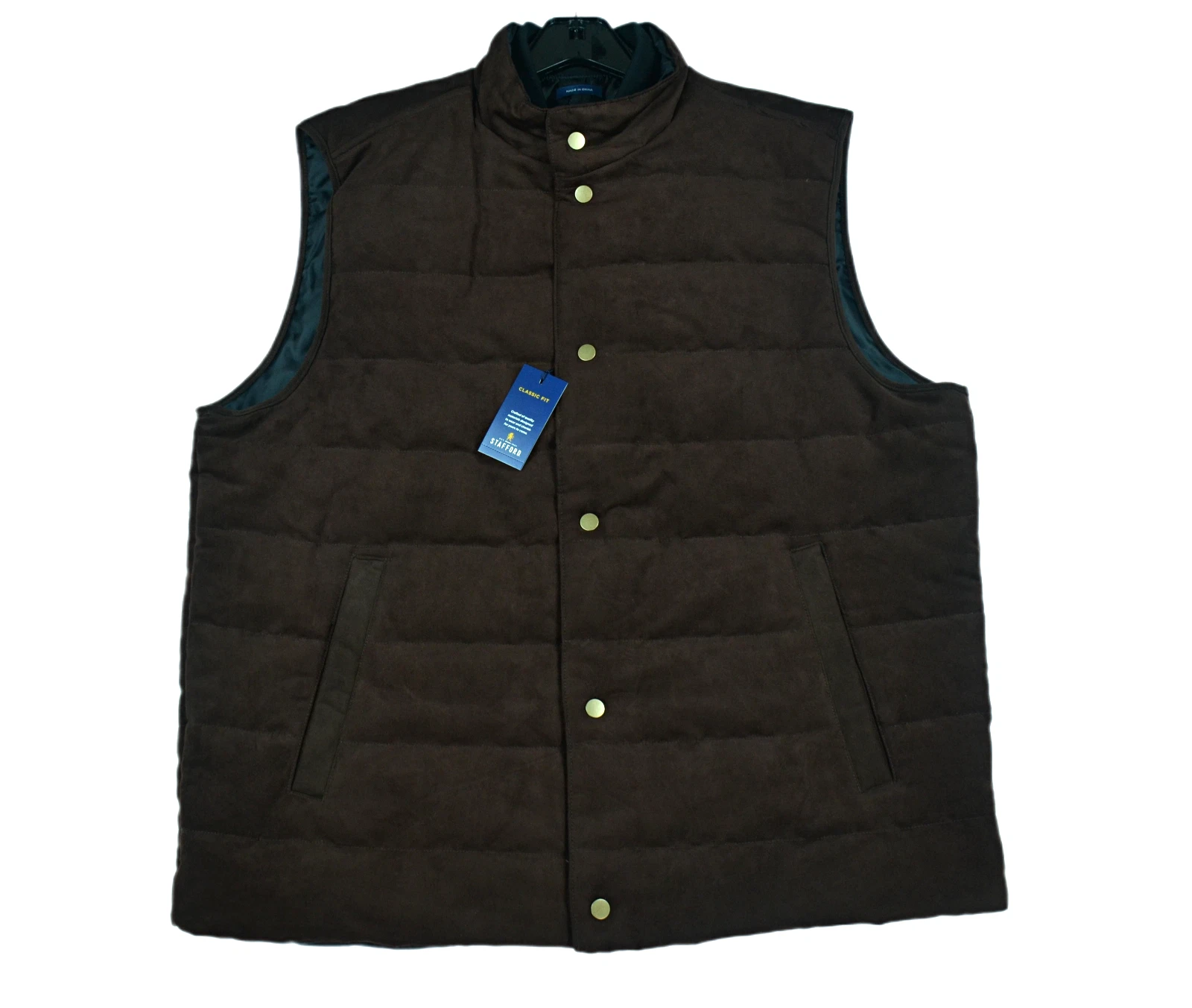 Stafford Vest Men's XL Quilted Full Zip and Snap Golf Casual Classic Fit NWT