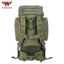 65L Green Large Capacity Tactical Hiking Backpack with Built-in Travel Frame