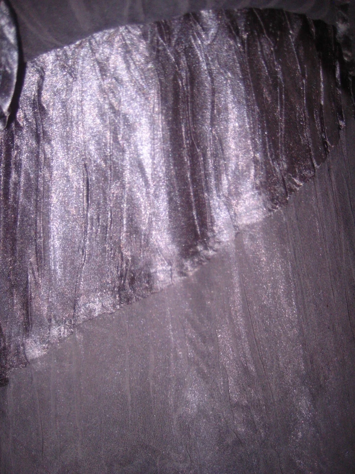 Vestido Charmeuse Vintage Kormarov Gris Carbón Manga 3/4 Volantes Cuentas Forrado M Foto 4 de 4