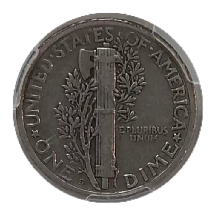 Moneda de diez centavos de plata 1926-S Mercury 90 % graduada muy fina VF30 PCGS y pegatina CAC Foto 4 de 4