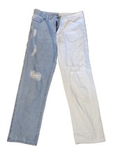 Shein Girls 11-12Y Dual Color Skinny Jeans White Blue