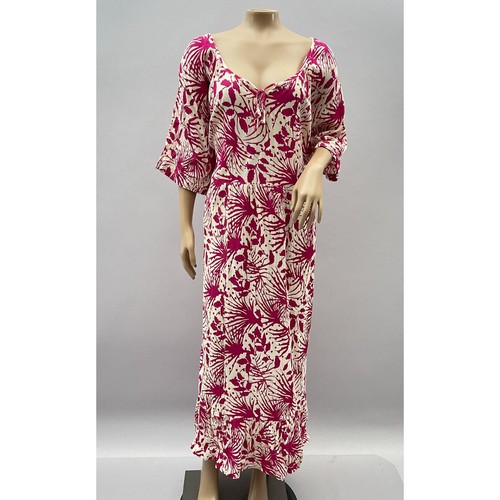 Ulla Popken Dress Women 24 / 26 Purple Floral Print Crinkle Gauzy Midi Maxi
