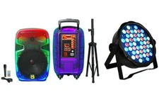 MR DJ PL15FLAME 15" Portable Translucent Bluetooth Speaker + Speaker Stand +