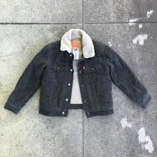 Levi's Sherpa Lined Jean Jacket Black Size 6 Regular 5-6 Yrs Youth