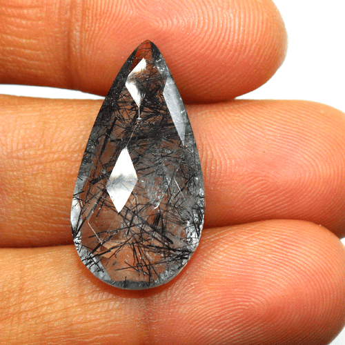 15.55 Cts Natural Tourmaline Rutile Quartz Untreated 27mmx14mm Pear Cut Gemstone - Picture 7 of 11