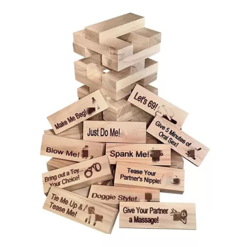 Adult Couples Jenga Wood Tumbling Tower Game Stacking Block Tower Game Date Toy - Picture 8 of 11