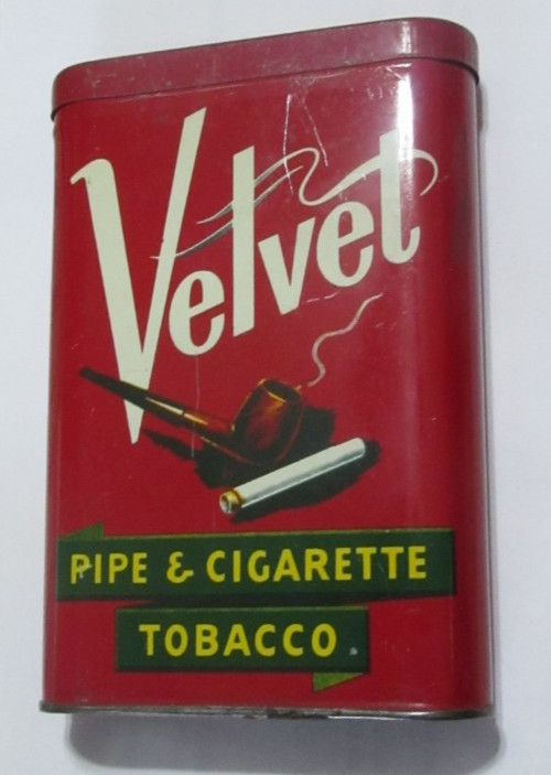 Vintage Velvet Pipe Cigarette Tobacco Tin Vertical 📸AS PICTURED📸 Empty CLEAN
