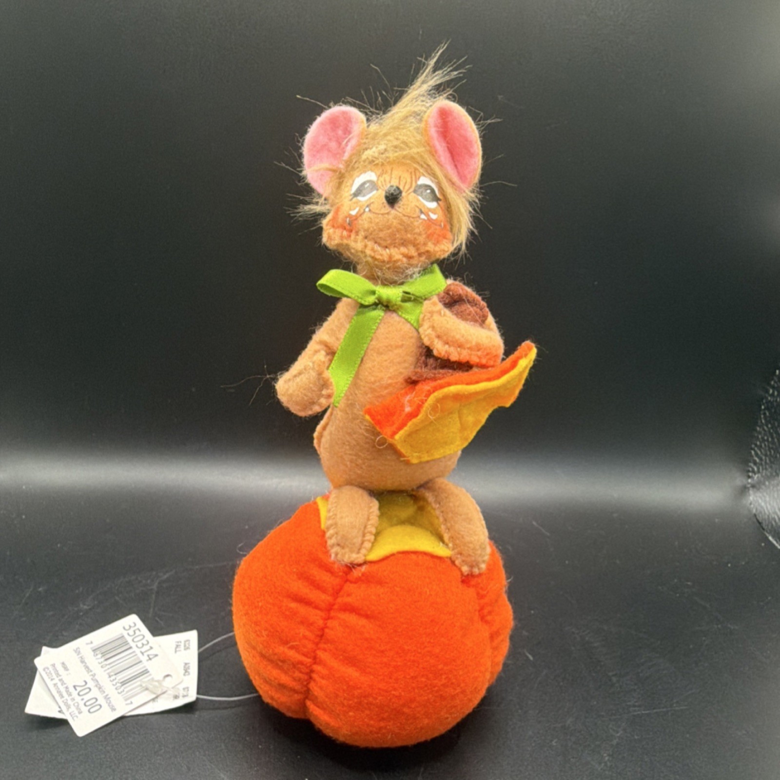 Annalee Mouse Pumpkin Figurine Fall Seasonal Plush Fabric Boxed Decor