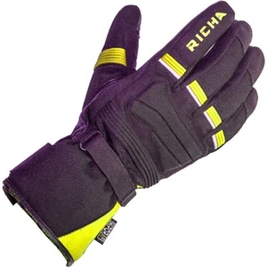 Richa Peak Textile Motorcycle Motorbike Gloves Black / Fluo Yellow
