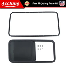 Horizontal Slider For 42" W x 22" H RV Window Cargo Trailer W/ Screen Black New