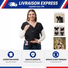 Momcozy Echarpe de Portage Bebe avec Anneaux, Sling Bébé, 3,6 à 15 kg, Noir |