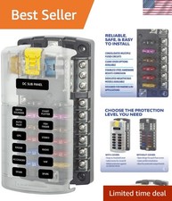 ST Blade Fuse Block 12 Circuit with Ground, 100A - Clear Cover for Easy Access