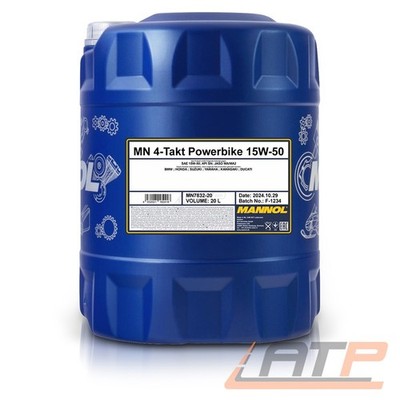 MANNOL 20 L 4-TAKT POWERBIKE 15W-50 MOTORÖL FÜR API SM JASO MA MA2