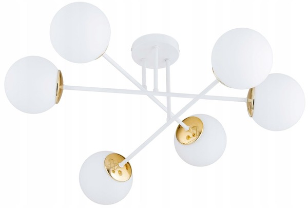 Deckenlampe Esszimmer 6-Flammig Glas Weiß E27 B:70 Cm Deckenleuchte Wohnzimmer-image