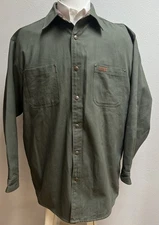 Carhartt Shirt Jac Shacket Mens L Olive Green Canvas Flannel Lined