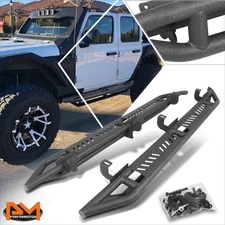 For 18-24 Jeep Wrangler JL 4-Dr Textured Side Step Nerf Bar Running Board Black