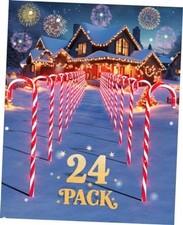 24 Pack 22 Inch Christmas Candy Cane Pathway Lights Outdoor Decor