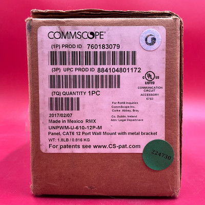 Commscope Uniprise Wall Mount 12 port Patch Panel UNPWM-U-610-12P-M