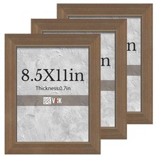 VCK 8.5x11 Brown Picture Frames 3 Pack, High-End Wood Wide Border Poster Fram...