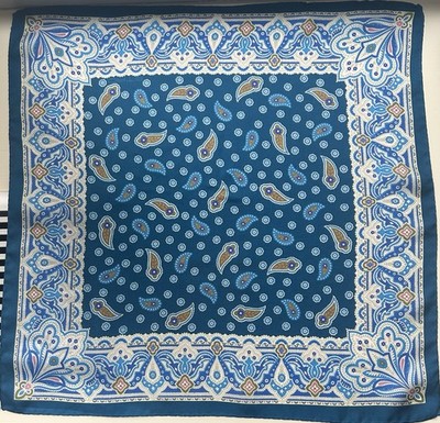 ETRO Silk Scarf - Blue Paisley Pattern Made In Italy.