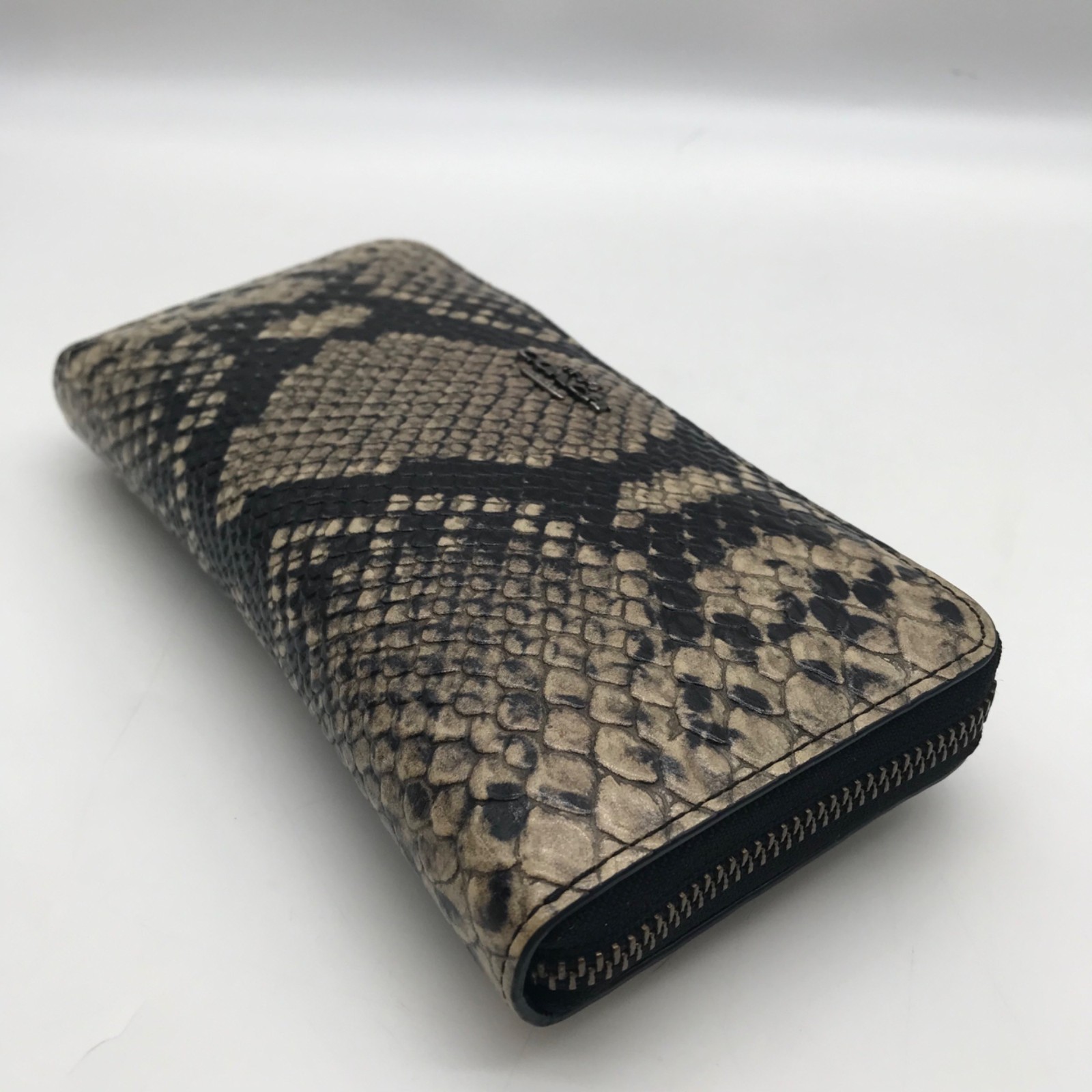 Coach Beige Python Embossed Leather Accordion Zip… - image 7