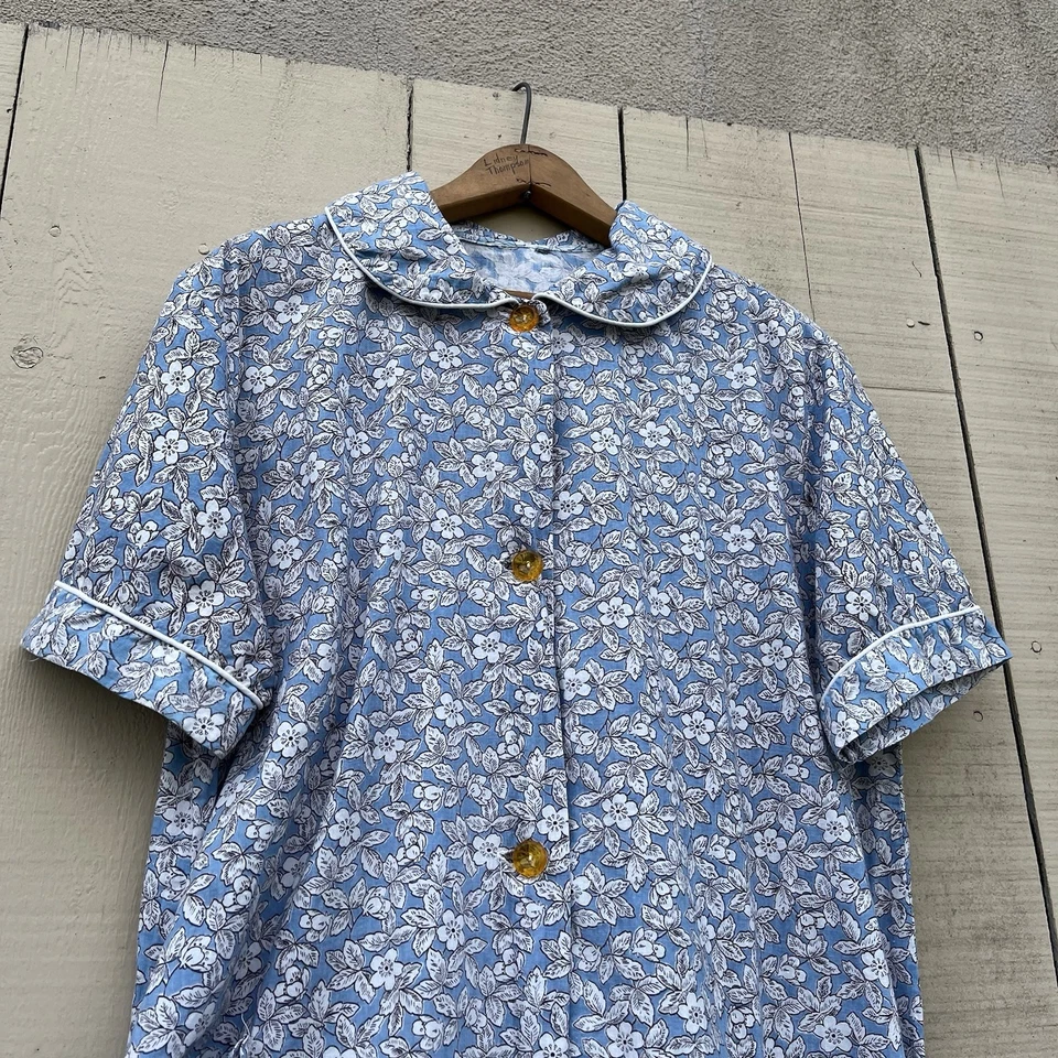 Vestido Vintage Estampado Floral Abotonado Tareas Cambio con Bolsillos Talla Grande Foto 4 de 4