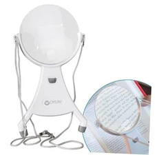  4-Inch Hands-Free LED Magnifier - Adjustable Neck Cord, Acrylic Magnifier, 