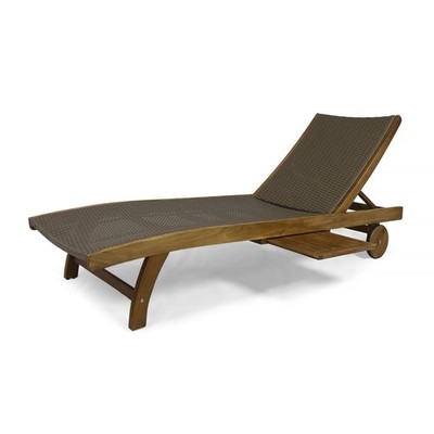 Banzai Chaise Lounge with Pull-Out Tray Set of 2, Brown
